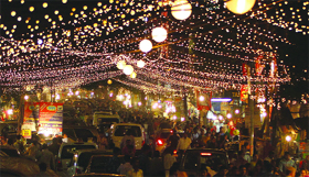 A view of the Karol Bagh market, New Delhi, where people throng for shopping on the eve of Diwali.