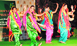 Students perform during the annual function of Doon Global School in Dehradun on Saturday
