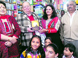 Ruskin Bond, an eminent author, releases a children mystery book written by Soni Dabral in Mussoorie on Saturday