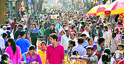 Shoppers throng the famous Paltan Bazaar on the eve of Diwali in Dehradun on Saturday