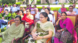 The inmates of Heavenly Home in Ludhiana take part in the Diwali celebrations on Saturday. A Tribune Photograph
