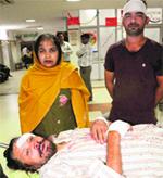 The injured at the GMSH-16 in Chandigarh on Monday. Tribune photo: Parvesh Chauhan