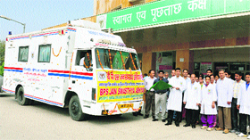 Dr RC Siwach, director of BPS Government Women Medical College, Khanpur Kalan, flags off a health team at the college.