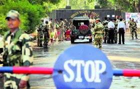 The octroi post in the RS Pura sector of Jammu, where the BSF and Pakistan Rangers exchanged sweets on Sunday to celebrate Diwali
