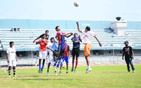 Aspirants during the football trials conducted in Ludhiana on Monday