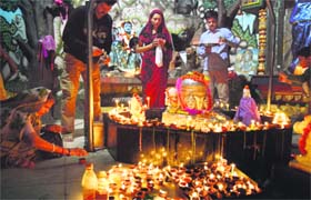 An illuminated temple in Ludhiana