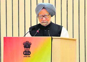 Prime Minister Manmohan Singh addresses the conclave in New Delhi on Monday