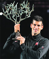 Novak Djokovic after winning the Paris Masters on Sunday. 