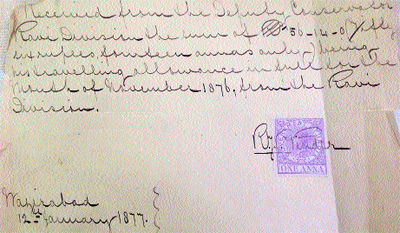 An old receipt of 1877 preserved in the Chamba Forest Circle.