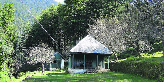 The Talli forest rest hut in the Sahoo valley ranges of Chamba.
