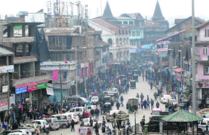A view of the Lal Chowk area in Srinagar. The J&K High Court has taken a serious note of the violations of the Srinagar Master Plan. 