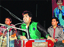 Singer Vipul Mehta performs during a function in Amritsar on Wednesday