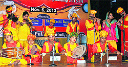 Students perform during the CBSE National Judo Championship at Bhawans SL Public School in Amritsar on Wednesday