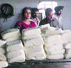 A file photo of the sample of paneer seized from Kahlon Dairy at Kotlana Bet village. 