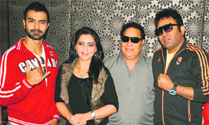 The starcast of Dil Sadda Luteya Gya in Ludhiana on Wednesday. 