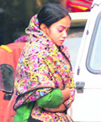 BSP MP Dhananjays wife Jagriti in New Delhi on Wednesday.