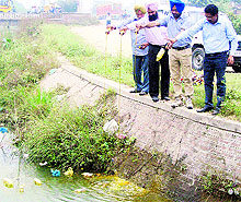Health Department officials destroy the seized mustard oil, found not safe for human consumption, in Amritsar