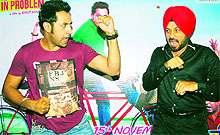 Gippy Grewal and Gurpreet Ghuggi promote their upcoming Punjabi film Bhaji In Problem in Amritsar on Thursday