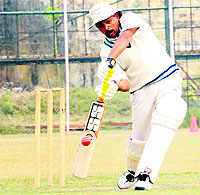 A player in action during the All India Inter-Zonal Cricket Tournament in Amritsar on Thursday