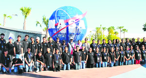 Students of St Josephs Convent School, Bathinda, get together for a memory picture at the NASA headquarters in the USA.