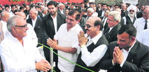 Chief Minister Bhupinder Singh Hooda meets advocates at his residence in Chandigarh on Thursday. 