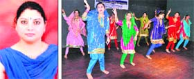 (Left) Sumita Sharma; and (right) girls perform during the J&K Womens Science Congress at Government College for Women, Parade Ground, in Jammu on Thursday