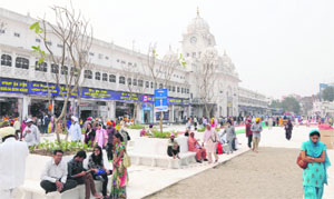 The Golden Temple entrance plaza in Amritsar.