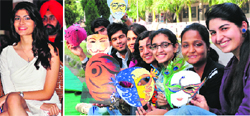 Former Femina Miss India Vanya Mishra during the events held on the PEC campus; and (right) students with masks made during a competition at the PECFest - 2013 on Friday. Tribune photos: S Chandan