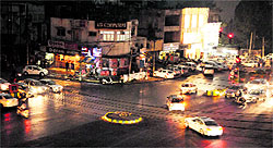 Novelty Chowk which was once equipped with high-mast lights is now plunged in darkness