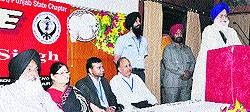 Avtar Singh, president, SGPC (right) addresses the North Zone Radiology Conference in Amritsar on Saturday