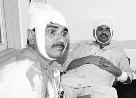 The injured at the Civil Hospital in Mohali on Saturday.