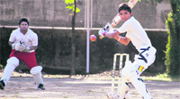 A batsman in action during a match in the Senior Council 20-20 Cricket Tournament 