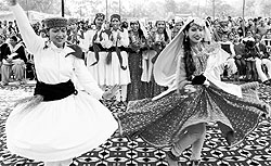School students perform a dance at a Red Cross fair in Dharamsala on Saturday