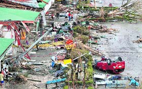 A damaged airport after super typhoon Haiyan battered Tacloban city in central Philippines on Saturday