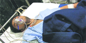 The victim, Harsh Mattu, who was injured after a bullet him at a marriage function near Amritsar. 