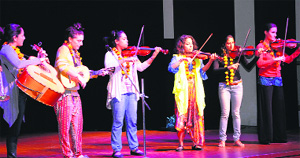 Members of the mariachi band rehearse ahead of their concert in Amritsar on Sunday.