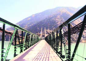 The bridge at Trungal in Doda which was inaugurated by Chief Minister Omar Abdullah on Sunday