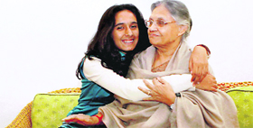 Delhi CM Sheila Dikshit with her granddaughter in New Delhi.