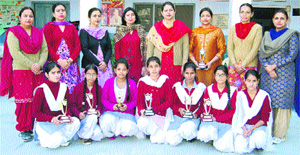 The winners with the teachers of Government Girls Senior Secondary School in Amritsar on Monday.