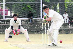 A match in progress during the Senior Council Twenty-20 Cricket Tournament at St. Josephs Academy (SJA) in Dehradun on Monday.