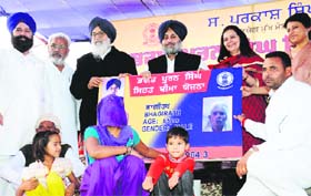 Chief Minister PS Badal, Deputy CM Sukhbir Badal and CPS Navjot Kaur at the launch function in Fazilka on Monday