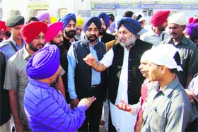 Deputy Chief Minister Sukhbir Badal inspects the Golden Temple entrance plaza on Monday