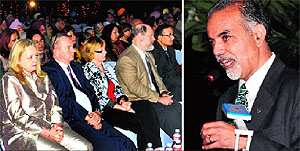 The gathering listens to Barj S Dhahan (right) as he announces the launch of Dhahan International Punjabi Literature Prize in Chandigarh