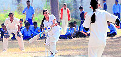 A match in progress during the Pt Kedarnath Memorial Trophy at Government Model Senior Secondary School, Sector 56, Chandigarh, on Tuesday