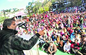 A large gathering during a rally in Shimla on Tuesday