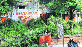 The dilapidated building of a tourist complex. 