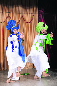 Students of Guru Nanak National College, Doraha, present a dance item on Wednesday. 
