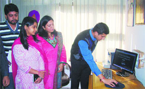Deputy Commissioner Rajat Aggarwal launches the website of the Suwidha Centre in Ludhiana on Wednesday.