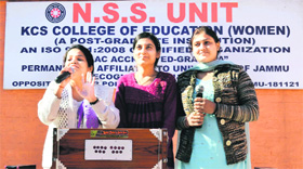 Students perform during the function on Childrens Day at Kalamkari Centre Society College of Education (Women) in Jammu on Thursday.