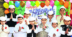 Students of Spring Dale Senior Secondary Public School celebrate Childrens Day in Ludhiana on Thursday